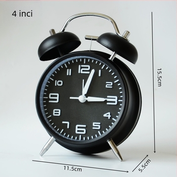 Ceas de alarmă metalic, alimentat cu baterii, mișcare electronică, cadran analog cu afișaj numeric, o singură față, carcasă și cadran din metal, design modern minimalist, cu alarmă încorporată.