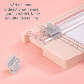 Tăietor manual de hârtie Deli, model 14251, capacitate 4 coli, lucrat manual, cap de tăiere bidirecțional, cu două fețe