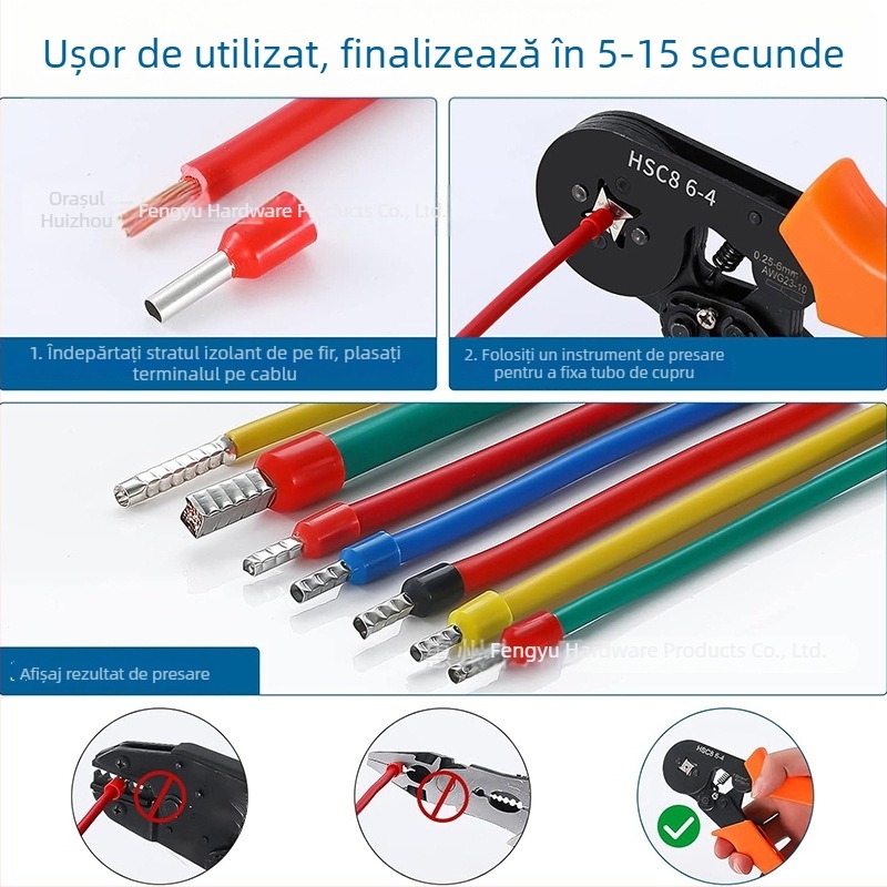 Bloc Terminal de tip Tubular, 1 Poli, EN Terminal Gol, Fengyu Electric