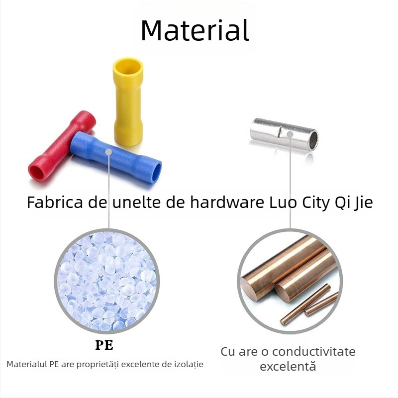 Set de 1280 terminale crimp preizolate, ambalat în cutie, conector intermediar; material: Tool Steel