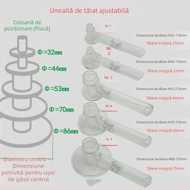 Tăietor circular manual pentru hârtie, marca Trillions, modele 25/32/37/44/58/75 mm, interval de tăiere 35–210 mm, greutate 0,5 kg, instrument portabil pentru meșteșuguri