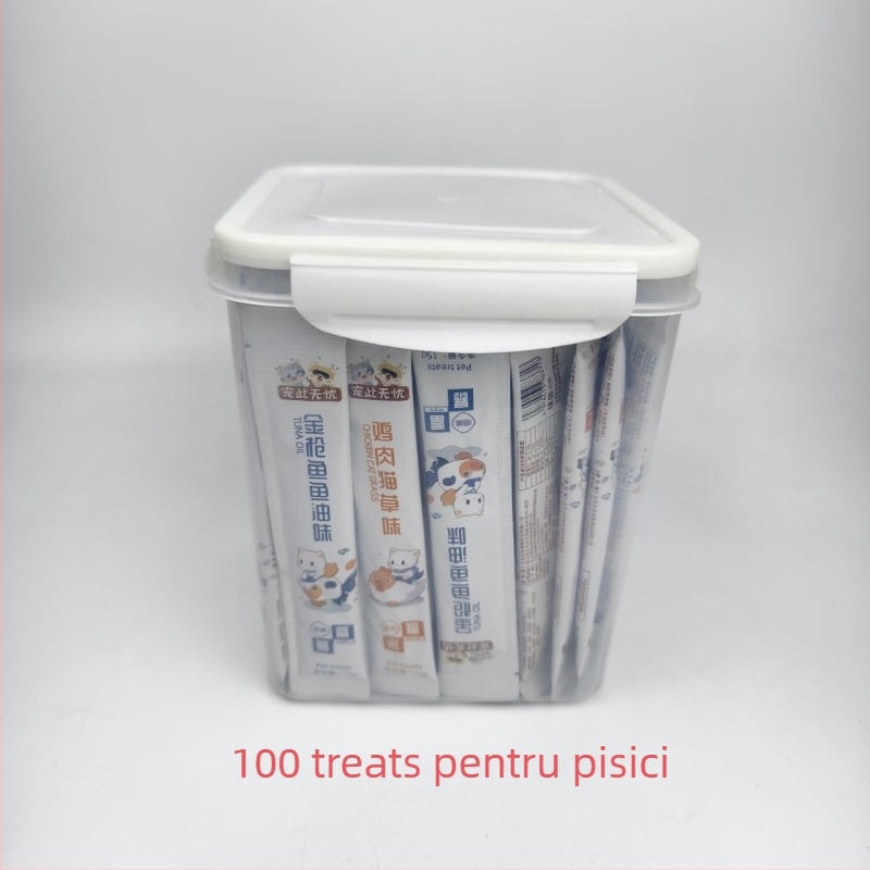 Cutie de depozitare din plastic, pătrată, pentru alimente și cereale, stivuibilă, capacitate 501–800 ml