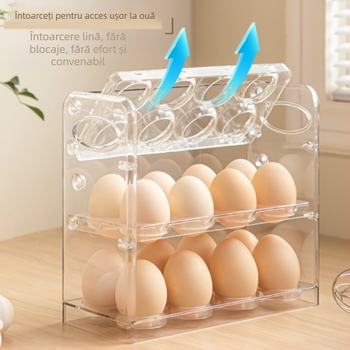 Raft pentru ouă la ușa laterală a frigiderului — PET, material alimentar, design reversibil, portabil, drenaj