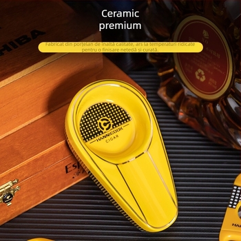 Set de unelte pentru trabucuri HANNICOOK: tăietor V din oțel inoxidabil, foarfecă plată pentru trabucuri, perforator pentru trabucuri, scrumieră