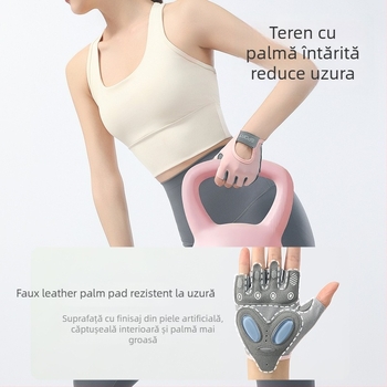 Mănuși half-finger pentru bicicletă, antiderapante, pentru ciclism și fitness, Materiale: SBR diving material, țesătură compozită, poliester, Unisex adulți