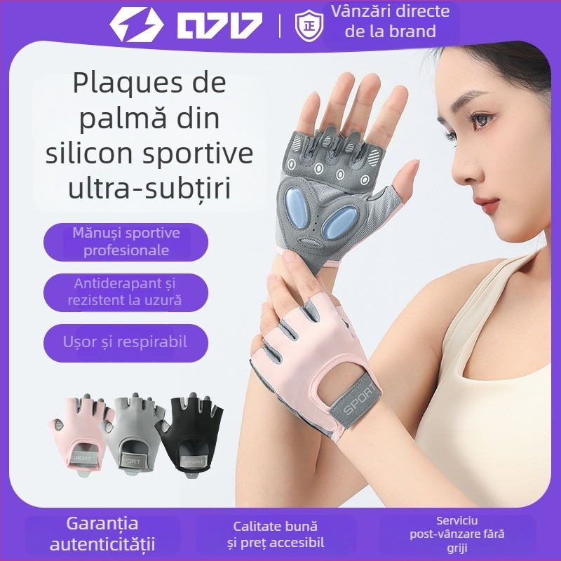 Mănuși half-finger pentru bicicletă, antiderapante, pentru ciclism și fitness, Materiale: SBR diving material, țesătură compozită, poliester, Unisex adulți