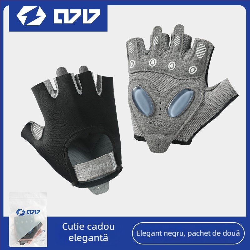 Mănuși half-finger pentru bicicletă, antiderapante, pentru ciclism și fitness, Materiale: SBR diving material, țesătură compozită, poliester, Unisex adulți