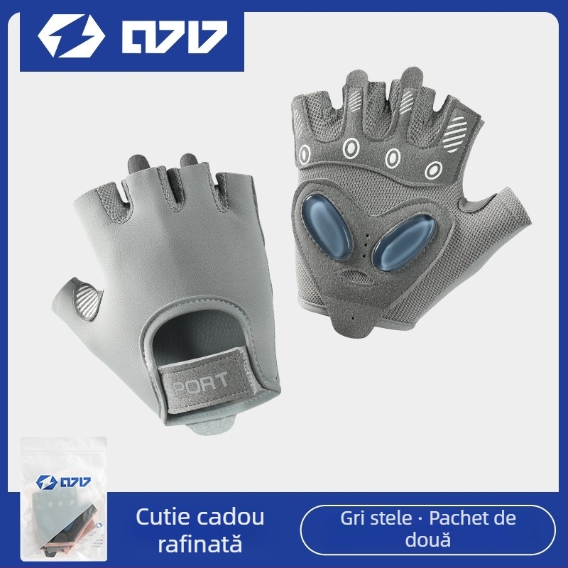 Mănuși half-finger pentru bicicletă, antiderapante, pentru ciclism și fitness, Materiale: SBR diving material, țesătură compozită, poliester, Unisex adulți