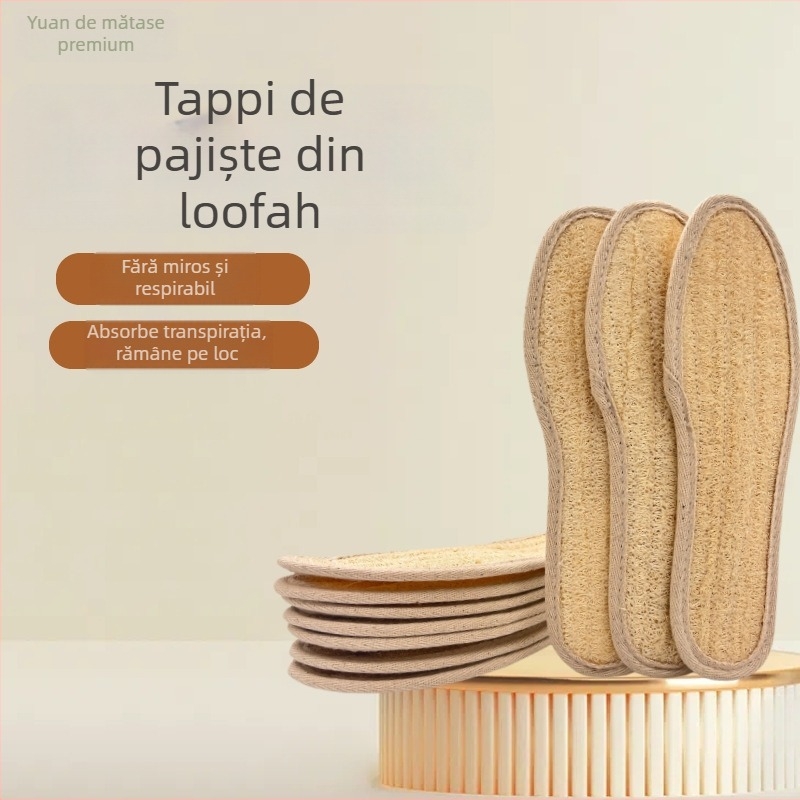 Talpă din loofah natural, dezodorizantă, absorbantă de transpirație, respirabilă, talpă întreagă, unisex, pentru muncă, alergare, sport și pregătire militară