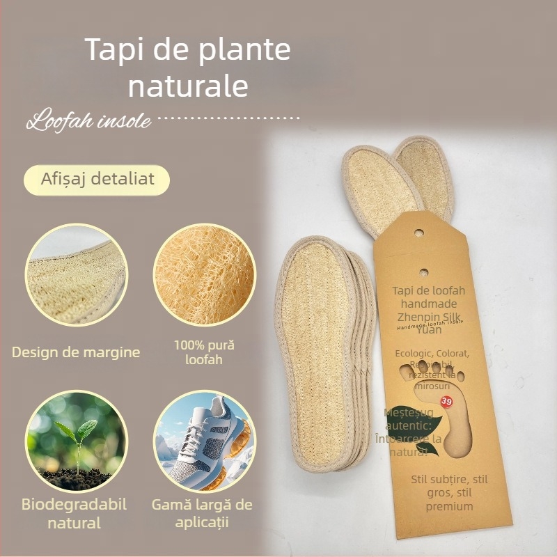 Talpă din loofah natural, dezodorizantă, absorbantă de transpirație, respirabilă, talpă întreagă, unisex, pentru muncă, alergare, sport și pregătire militară