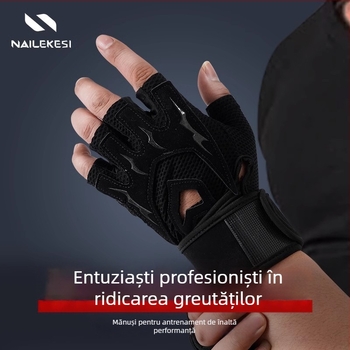 Mănuși de fitness pentru bărbați și femei, antiaderente, cu degete semi, pentru deadlift și bench press (Brand Endurance; Materiale: 55% nylon, 15% spandex, 8% Lycra, 8% poliuretan, 14% poliester; Categoria: Protecția palmei; Sporturi aplicabile: Fitness)