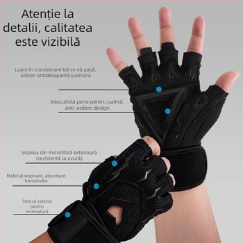 Mănuși de fitness pentru bărbați și femei, antiaderente, cu degete semi, pentru deadlift și bench press (Brand Endurance; Materiale: 55% nylon, 15% spandex, 8% Lycra, 8% poliuretan, 14% poliester; Categoria: Protecția palmei; Sporturi aplicabile: Fitness)