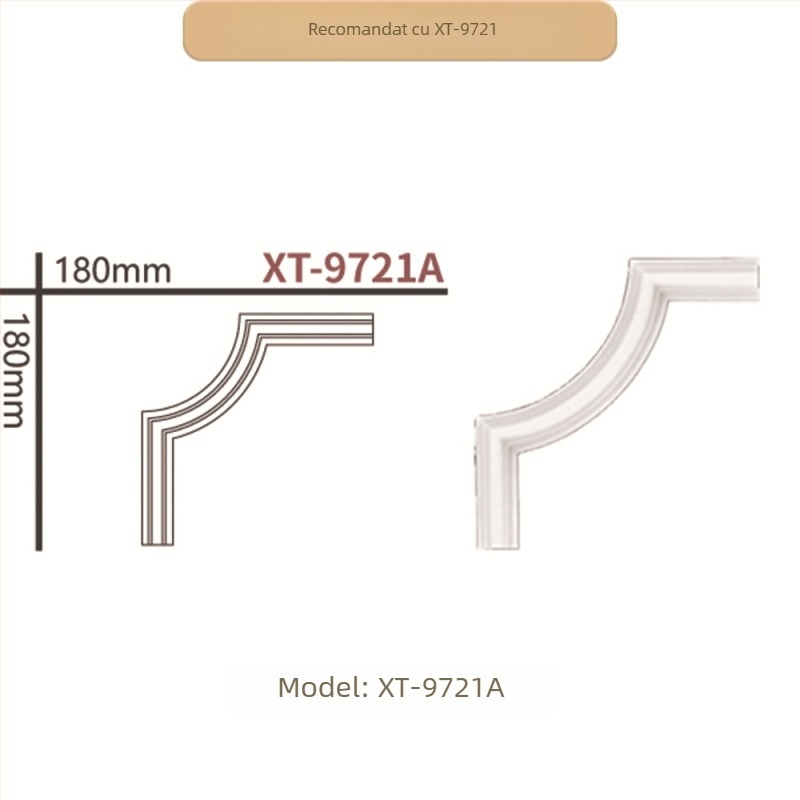 Bandă decorativă de colț din PU, stil franțuzesc, cu motive florale, pentru living TV – ramă de perete (Model 9721, textură relief)