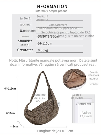 Geantă crossbody dumpling din material textil, închidere cu fermoar, căptușeală poliester-bumbac