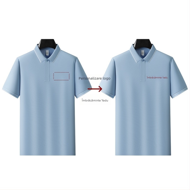 Tricou polo, mâneci scurte, croială mulată, finisaj spălat, amestec poliester 91–95%, fibre sintetice
