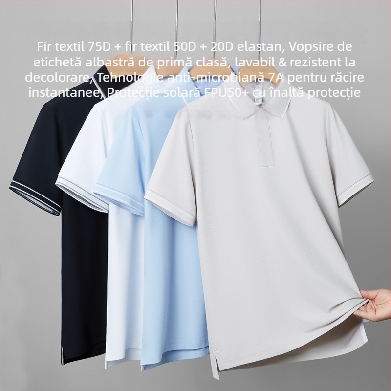 Tricou polo cu mâneci scurte, croială mulată, amestec poliester, uscare rapidă