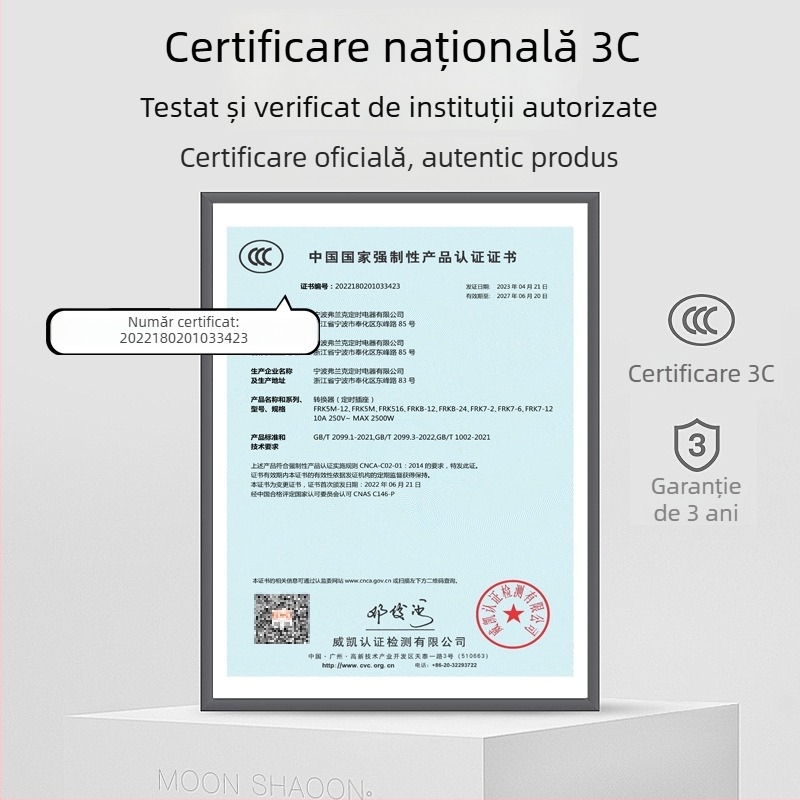 Priză inteligentă cu temporizator, întrerupere automată, control programat pentru încărcarea EV, ciclu de 24 de ore • Brand: voampere • CCC certificat • Funcție de temporizare