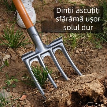 Furcă de arat cu patru dinți, oțel mangan, pentru pregătirea solului