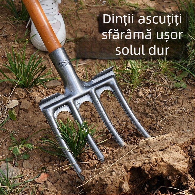 Furcă de arat cu patru dinți, oțel mangan, pentru pregătirea solului