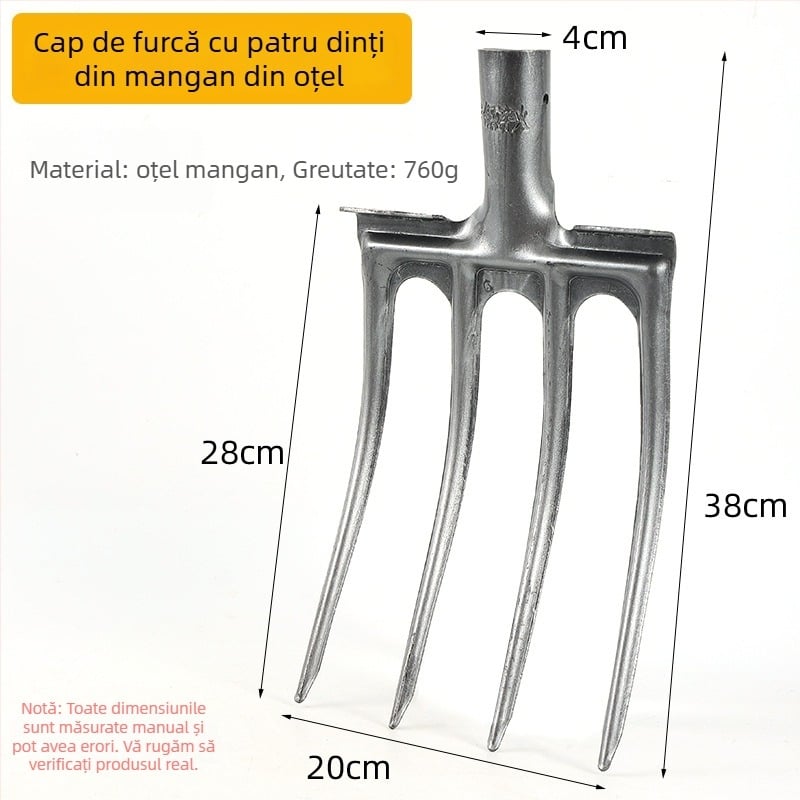 Furcă de arat cu patru dinți, oțel mangan, pentru pregătirea solului