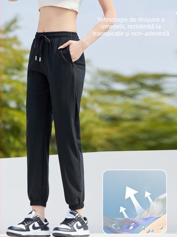 Pantaloni sport pentru femei, uscați rapid, respirabili, croială lejeră, vară, 76% nylon + 24% spandex