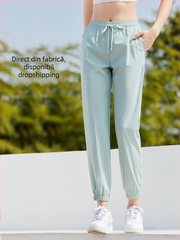 Pantaloni sport pentru femei, uscați rapid, respirabili, croială lejeră, vară, 76% nylon + 24% spandex