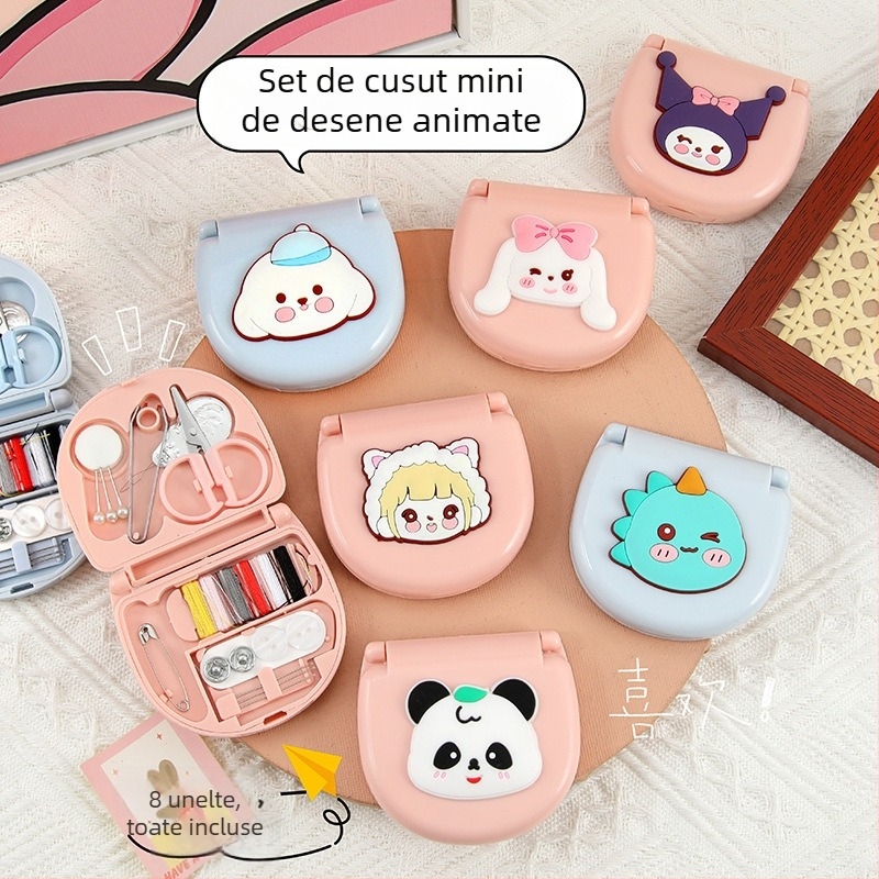 Cutie de cusut – portabilă, compactă, stil drăguț; marca Tibei; 500 buc./set; greutate aproximativă 42,2 g; ambalaj: pungă Opp