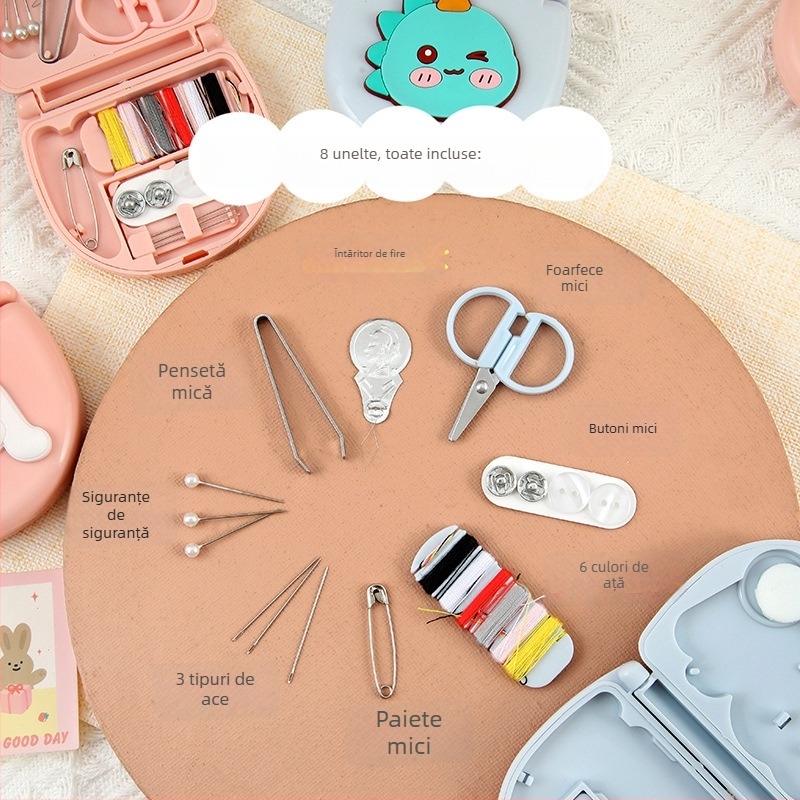 Cutie de cusut – portabilă, compactă, stil drăguț; marca Tibei; 500 buc./set; greutate aproximativă 42,2 g; ambalaj: pungă Opp