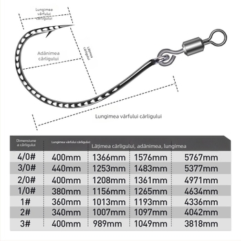 Cârlig de pescuit cu inel în formă de opt, design rotativ invers, model 8003, potrivit pentru râuri, lacuri, oceane și cursuri de apă