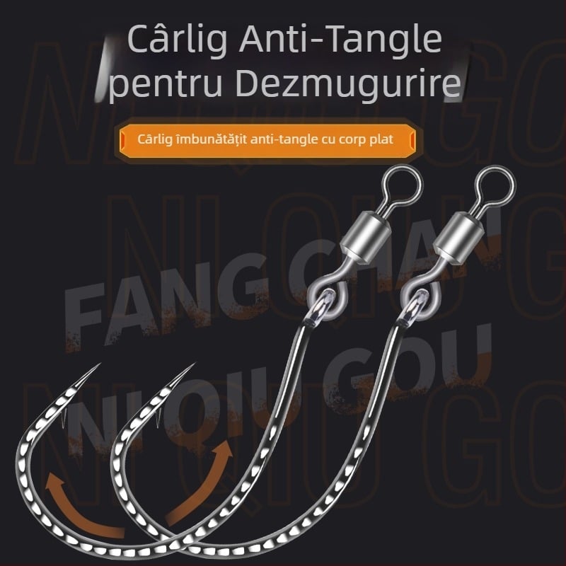 Cârlig de pescuit cu inel în formă de opt, design rotativ invers, model 8003, potrivit pentru râuri, lacuri, oceane și cursuri de apă