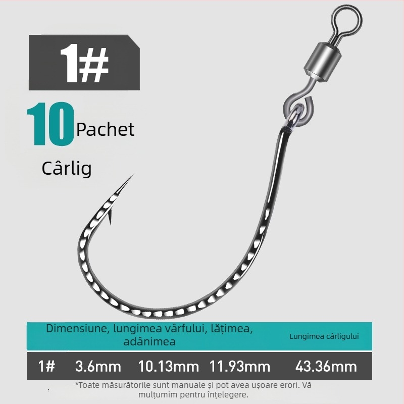 Cârlig de pescuit cu inel în formă de opt, design rotativ invers, model 8003, potrivit pentru râuri, lacuri, oceane și cursuri de apă