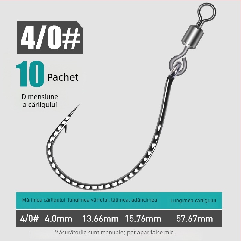 Cârlig de pescuit cu inel în formă de opt, design rotativ invers, model 8003, potrivit pentru râuri, lacuri, oceane și cursuri de apă