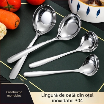Lingură pentru ramen din oțel inoxidabil 304 pentru bucătărie — rezistență la temperaturi înalte, mâner din oțel inoxidabil, imprimare logo, personalizare disponibilă