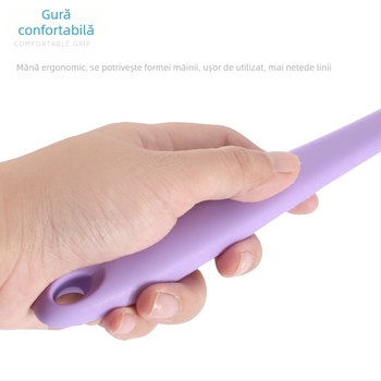 Lingură de bucătărie din silicon, rezistentă la temperaturi înalte, antiaderentă, antiderapantă, mâner din silicon