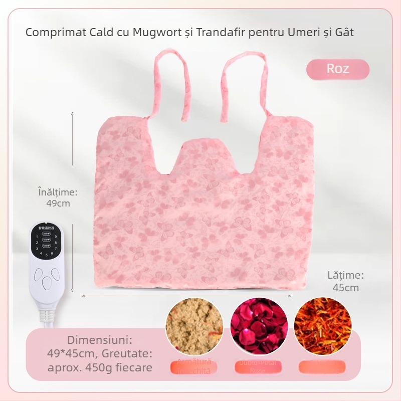 Aiyuantang Pachet cu sare pentru încălzire la umăr și gât, cu încălzire electrică – 60W, 220V, 30–50°C, material satin de mătase, 0.5kg, control temperatură în 9 trepte