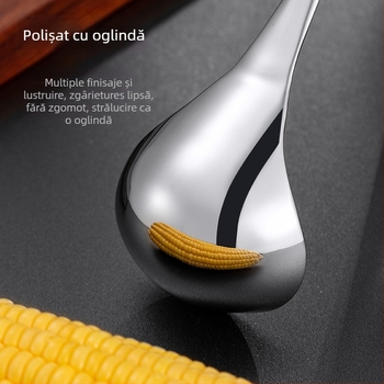 Lingură de supă din oțel inoxidabil 304, cupă adâncă și îngroșată - design modern minimalist, pentru uz casnic