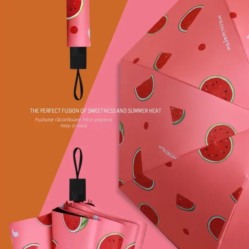 Umbrelă pliabilă cu 3 părți, 8 arcuri, deschidere automată, ax din oțel, UPF>50