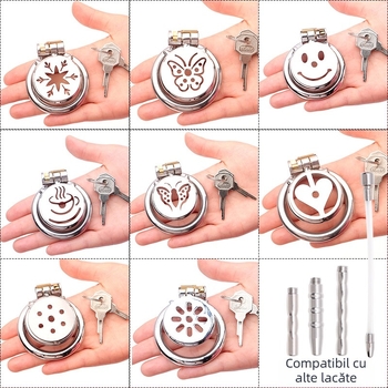 Blocare metalică pentru penis pentru bărbați, control manual, fără lubrifiant, Cherry Fini.