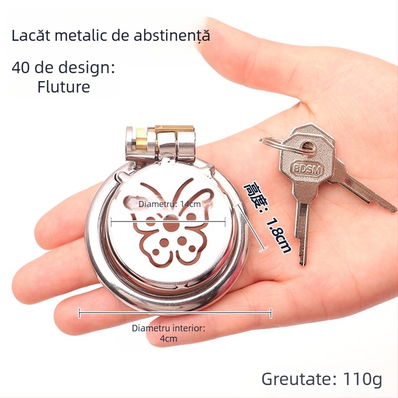 Blocare metalică pentru penis pentru bărbați, control manual, fără lubrifiant, Cherry Fini.