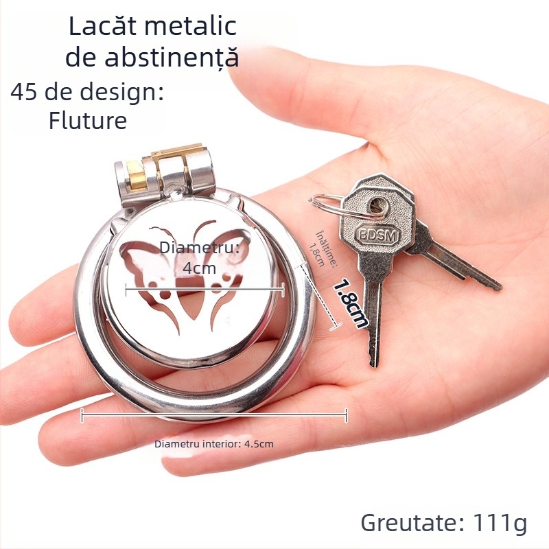 Blocare metalică pentru penis pentru bărbați, control manual, fără lubrifiant, Cherry Fini.