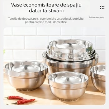 Vas de mâncare din oțel inoxidabil, izolație dublă - Rotund, necompatibil cu cuptor cu microunde, imprimare logo disponibil