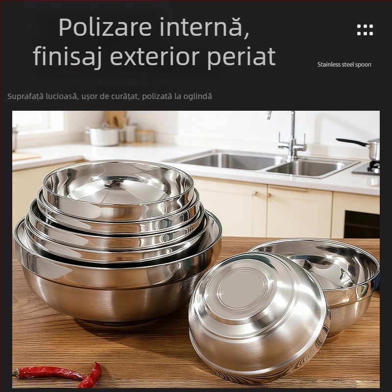 Vas de mâncare din oțel inoxidabil, izolație dublă - Rotund, necompatibil cu cuptor cu microunde, imprimare logo disponibil