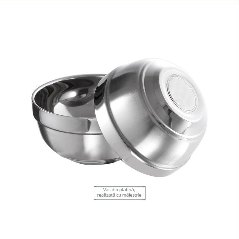 Vas de mâncare din oțel inoxidabil, izolație dublă - Rotund, necompatibil cu cuptor cu microunde, imprimare logo disponibil