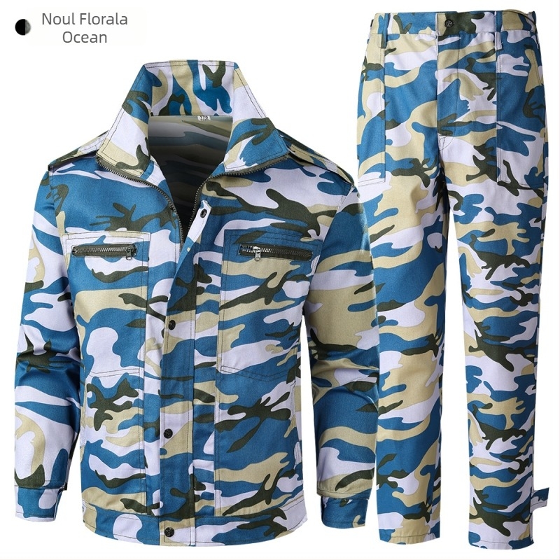 Îmbrăcăminte camuflaj pentru activități în aer liber — respirabilă, rezistentă la abraziune; Model camuflaj; Material: fibră chimică; Sezoane: vară, primăvară, toamnă; Potrivit pentru alergare, drumeții și tir.