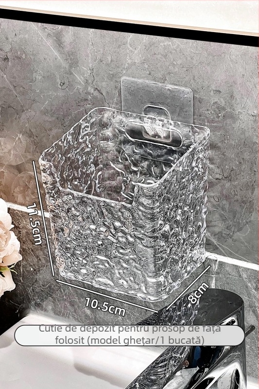 Raft de baie montat pe perete pentru cosmetică și prosoape de față, din plastic, 1 nivel, fără găuri