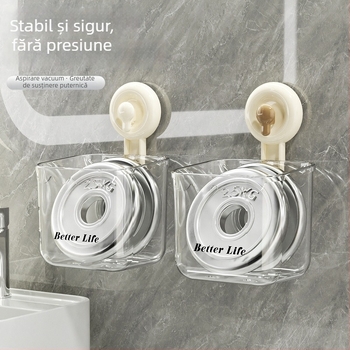 Organizator pentru prosoape de față cu ventuză, montare pe perete, 1 nivel, material ABC+PC, baie