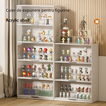 Raft acrilic de birou, spațiu de depozitare transparent, raft de expoziție cu suport pentru pahare, instalare fără montaj, design simplu și modern