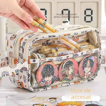 Penar pentru creioane cu temă volei pentru adolescenți, unisex, stil coreean, material țesut, Writing Pavilion