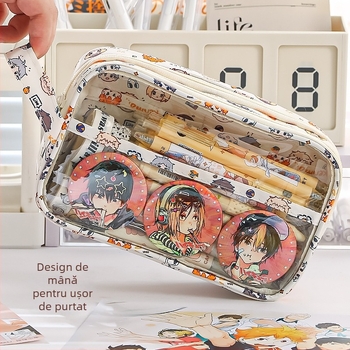 Penar pentru creioane cu temă volei pentru adolescenți, unisex, stil coreean, material țesut, Writing Pavilion