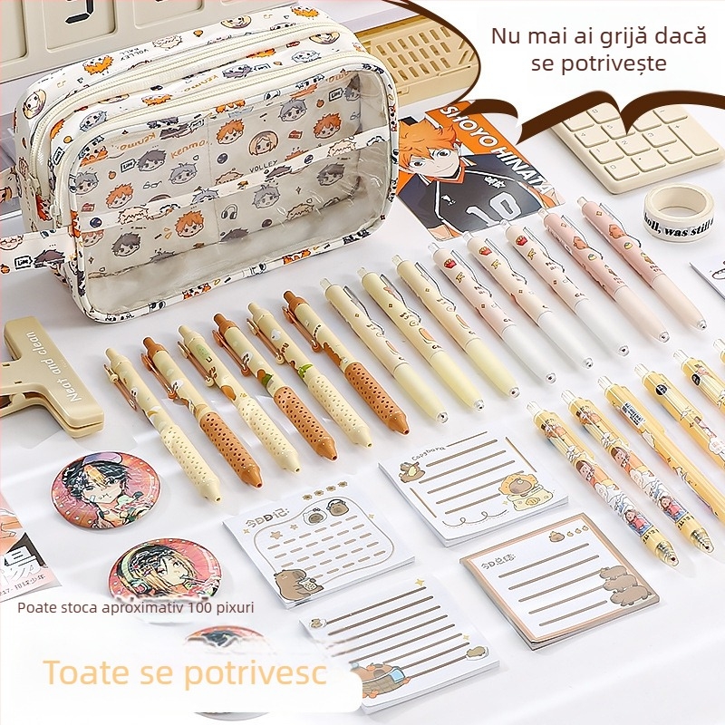 Penar pentru creioane cu temă volei pentru adolescenți, unisex, stil coreean, material țesut, Writing Pavilion